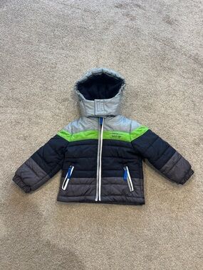 London Fog Kids Jacket Color Block Winter Coat Outer Wear Size 2T Puffer Hooded